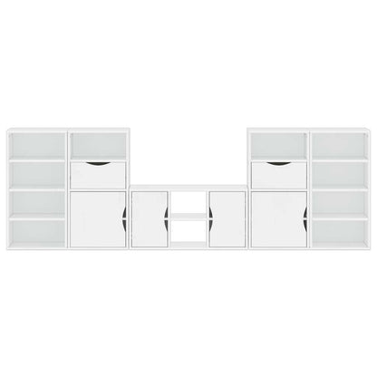 5 Piece TV Units with Storage "ODDA" White Solid Wood Pine