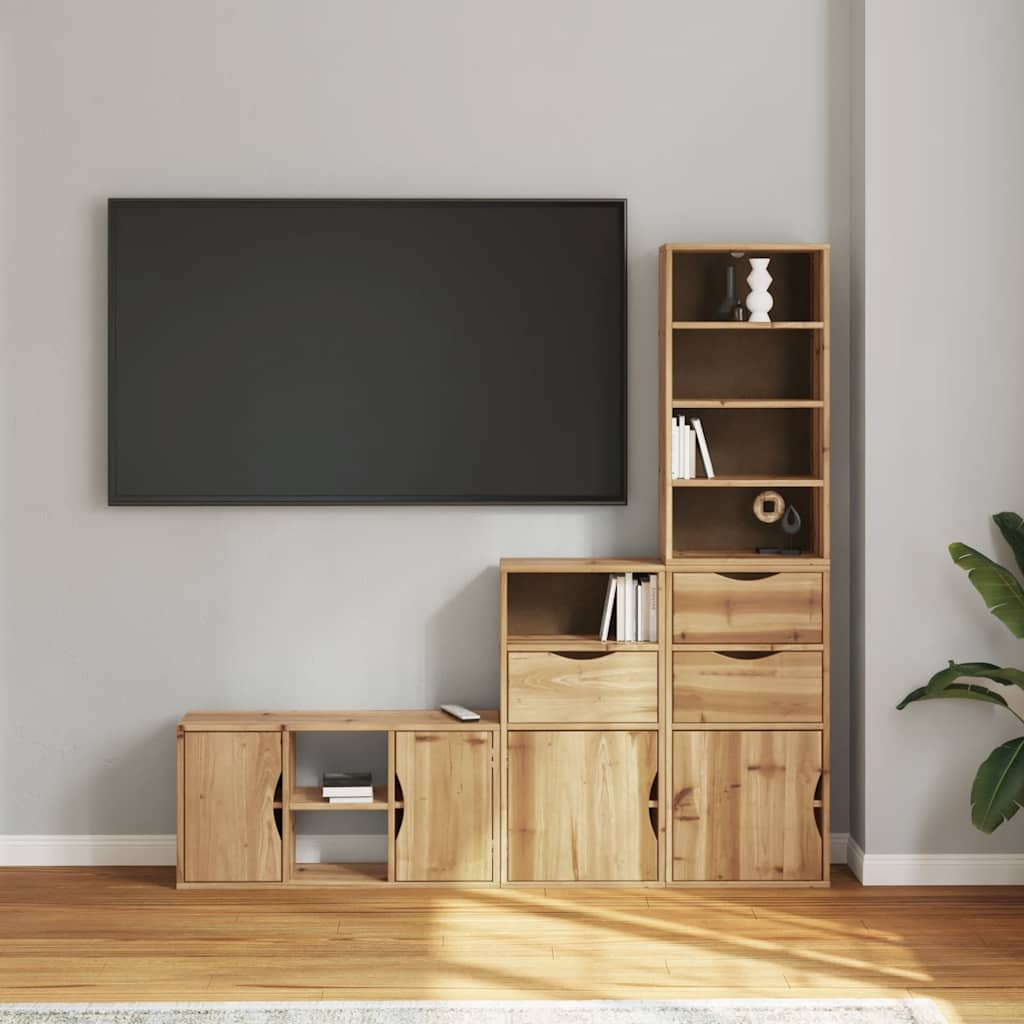 4 Piece TV Units with Storage "ODDA" Solid Wood Pine