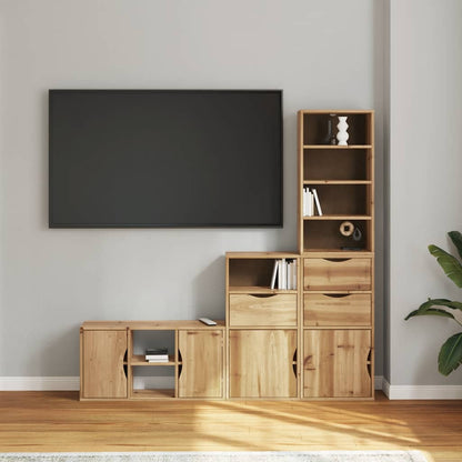 4 Piece TV Units with Storage "ODDA" Solid Wood Pine