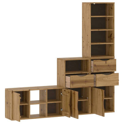 4 Piece TV Units with Storage "ODDA" Solid Wood Pine