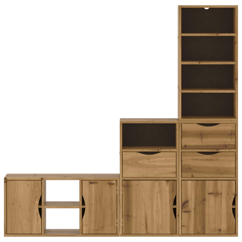 4 Piece TV Units with Storage "ODDA" Solid Wood Pine
