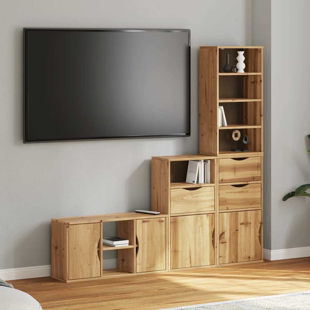 4 Piece TV Units with Storage "ODDA" Solid Wood Pine