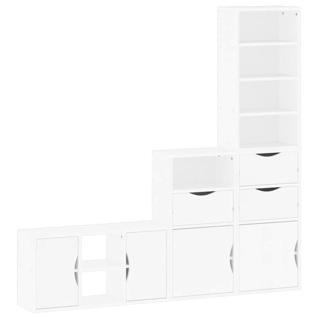 4 Piece TV Units with Storage ODDA White Solid Wood Pine