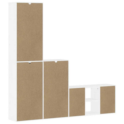 4 Piece TV Units with Storage "ODDA" White Solid Wood Pine