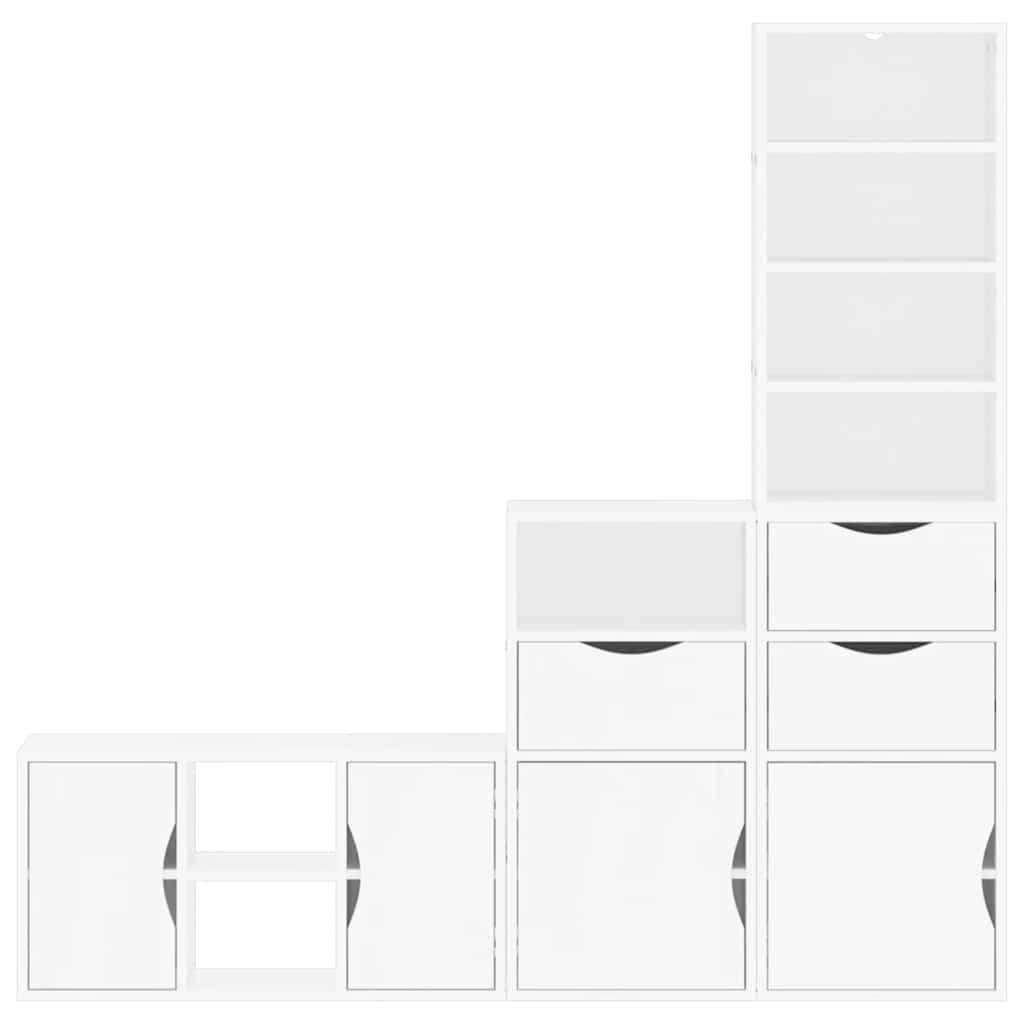 4 Piece TV Units with Storage ODDA White Solid Wood Pine