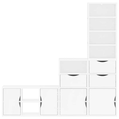4 Piece TV Units with Storage "ODDA" White Solid Wood Pine