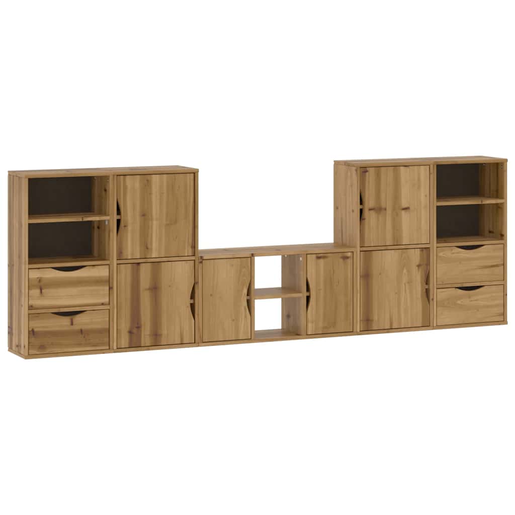 5 Piece TV Units with Storage "ODDA" Solid Wood Pine