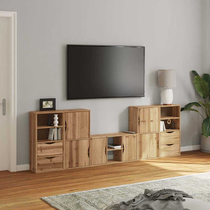 5 Piece TV Units with Storage "ODDA" Solid Wood Pine