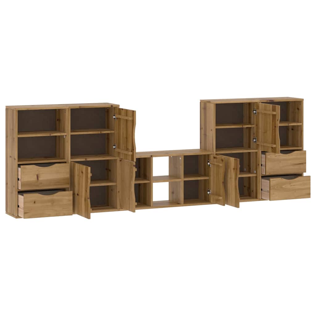 5 Piece TV Units with Storage "ODDA" Solid Wood Pine