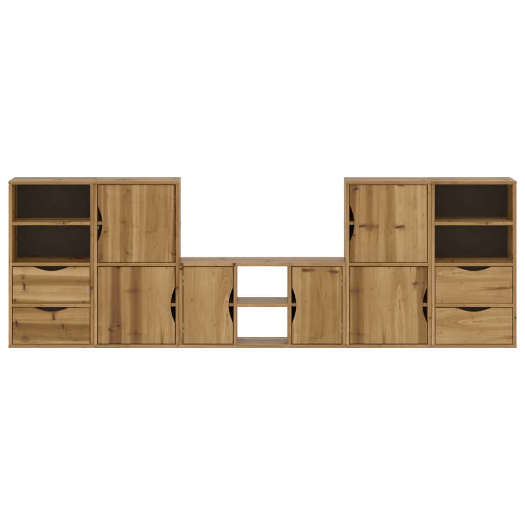 5 Piece TV Units with Storage "ODDA" Solid Wood Pine