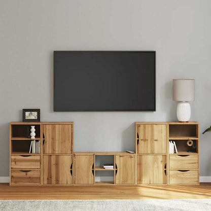 5 Piece TV Units with Storage "ODDA" Solid Wood Pine