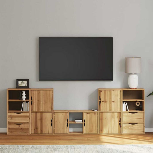 5 Piece TV Units with Storage "ODDA" Solid Wood Pine