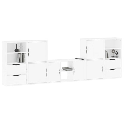 5 Piece TV Units with Storage "ODDA" White Solid Wood Pine