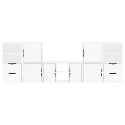 5 Piece TV Units with Storage "ODDA" White Solid Wood Pine
