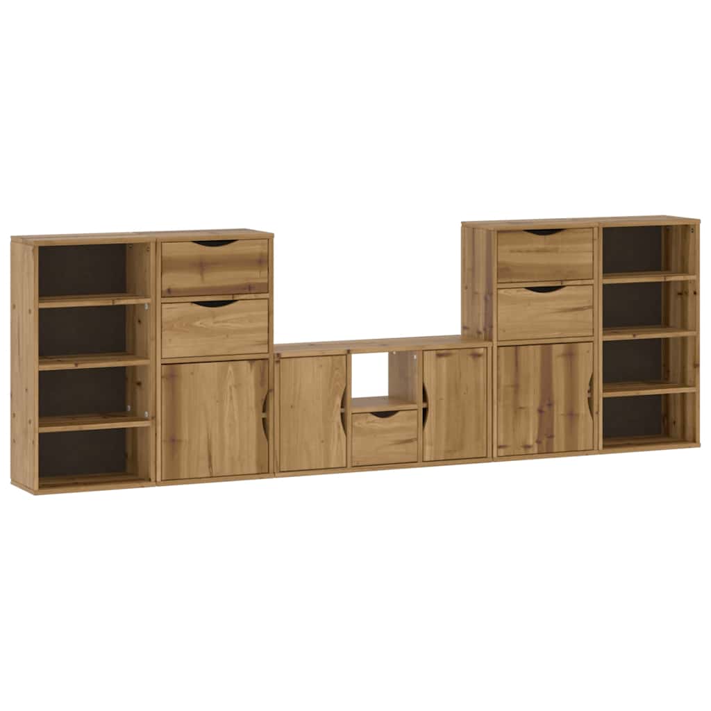 5 Piece TV Units with Storage "ODDA" Solid Wood Pine