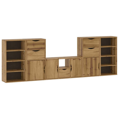 5 Piece TV Units with Storage "ODDA" Solid Wood Pine