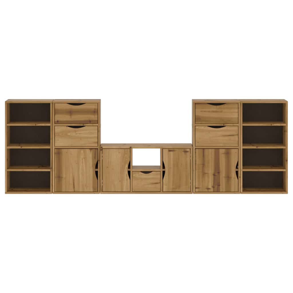 5 Piece TV Units with Storage "ODDA" Solid Wood Pine