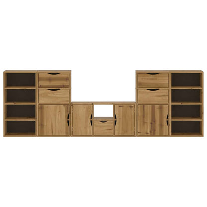 5 Piece TV Units with Storage "ODDA" Solid Wood Pine