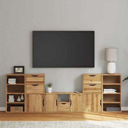 5 Piece TV Units with Storage "ODDA" Solid Wood Pine