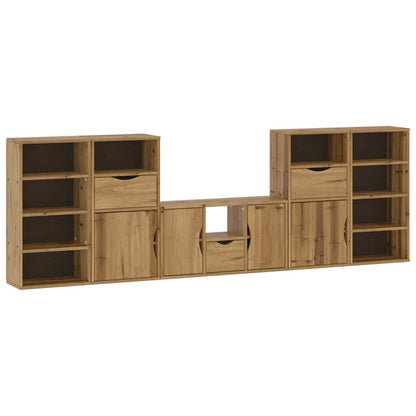 5 Piece TV Units with Storage ODDA Solid Wood Pine