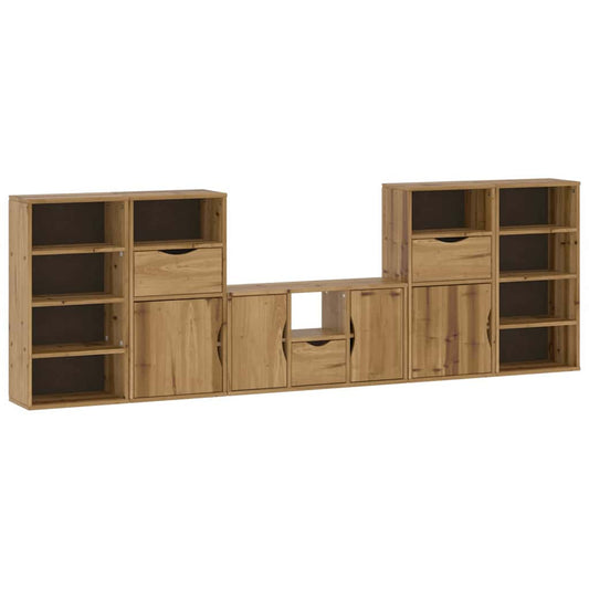 5 Piece TV Units with Storage "ODDA" Solid Wood Pine