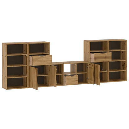 5 Piece TV Units with Storage "ODDA" Solid Wood Pine