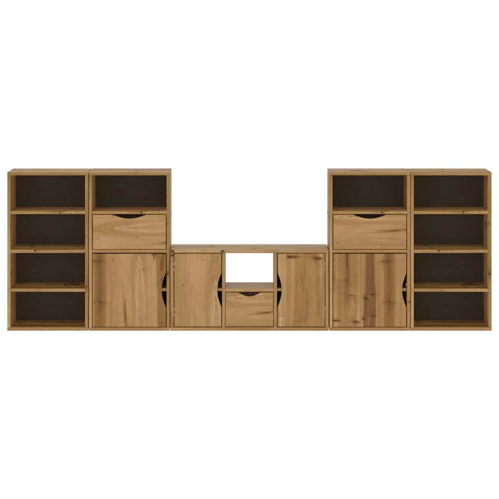 5 Piece TV Units with Storage "ODDA" Solid Wood Pine