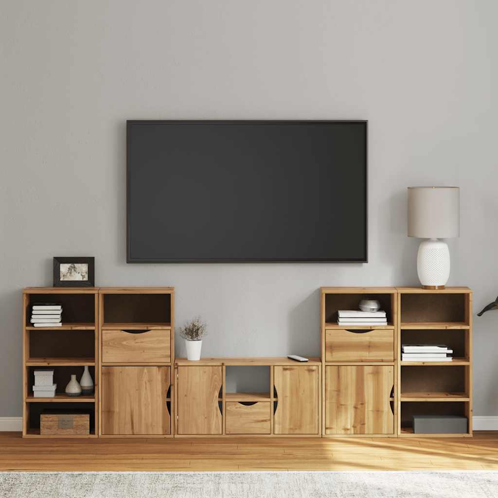 5 Piece TV Units with Storage "ODDA" Solid Wood Pine