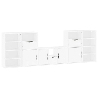 5 Piece TV Units with Storage "ODDA" White Solid Wood Pine