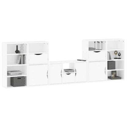 5 Piece TV Units with Storage "ODDA" White Solid Wood Pine