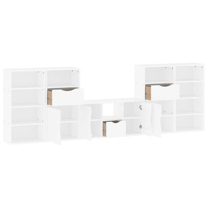 5 Piece TV Units with Storage "ODDA" White Solid Wood Pine