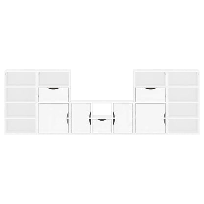 5 Piece TV Units with Storage "ODDA" White Solid Wood Pine