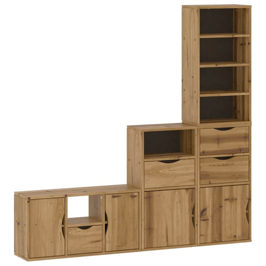 4 Piece TV Units with Storage "ODDA" Solid Wood Pine