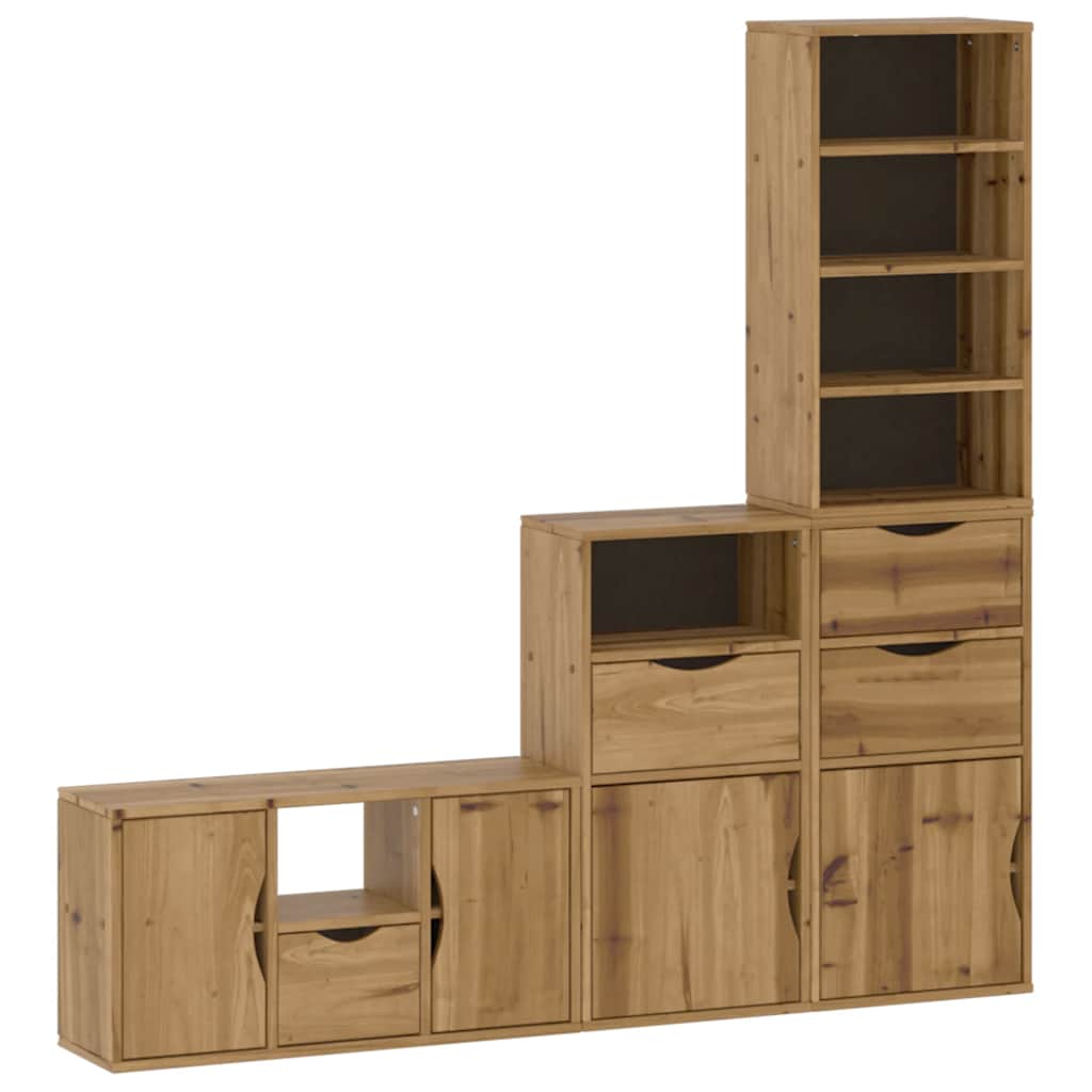 4 Piece TV Units with Storage "ODDA" Solid Wood Pine