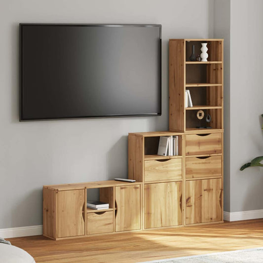 4 Piece TV Units with Storage "ODDA" Solid Wood Pine