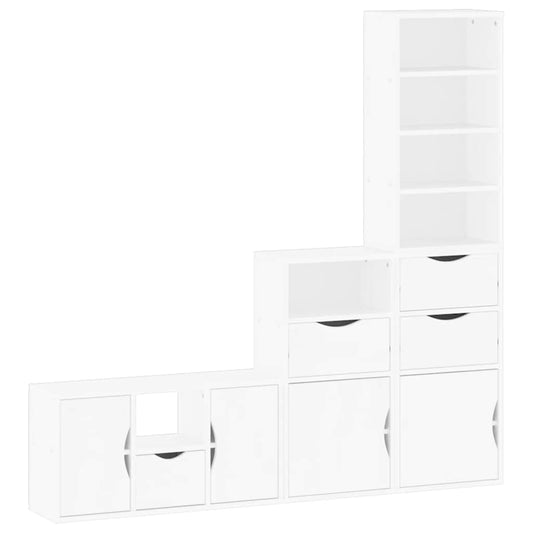 4 Piece TV Units with Storage "ODDA" White Solid Wood Pine