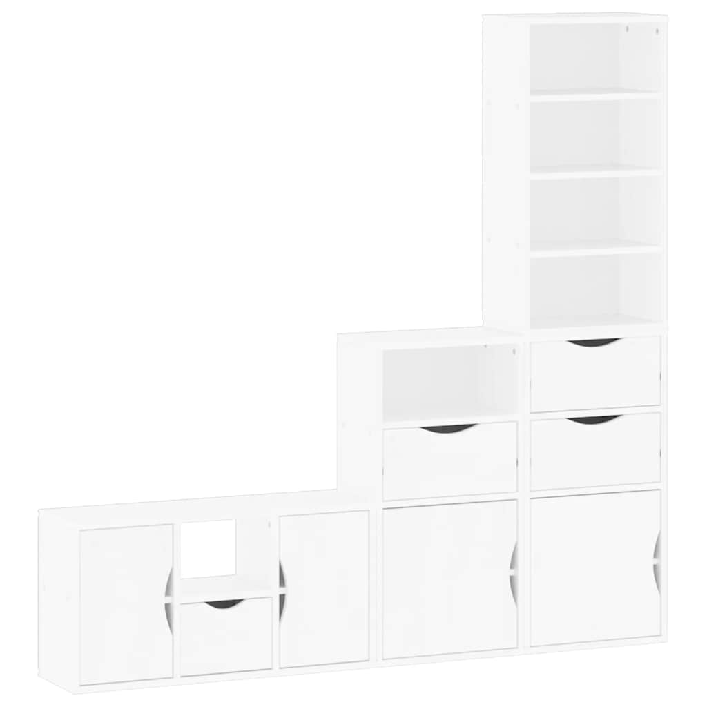 4 Piece TV Units with Storage "ODDA" White Solid Wood Pine