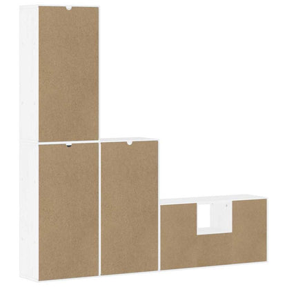 4 Piece TV Units with Storage "ODDA" White Solid Wood Pine
