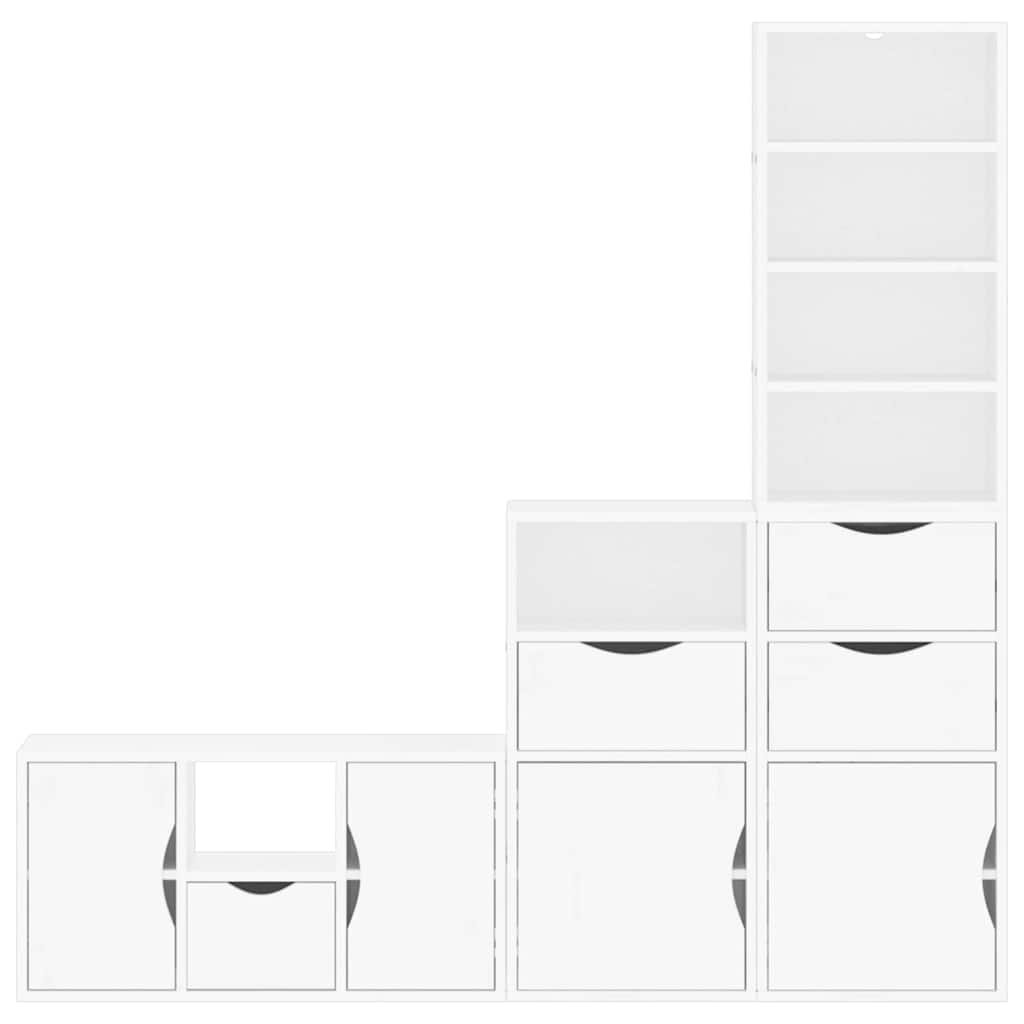 4 Piece TV Units with Storage "ODDA" White Solid Wood Pine