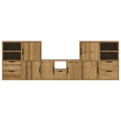 5 Piece TV Units with Storage "ODDA" Solid Wood Pine
