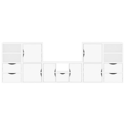 5 Piece TV Units with Storage "ODDA" White Solid Wood Pine