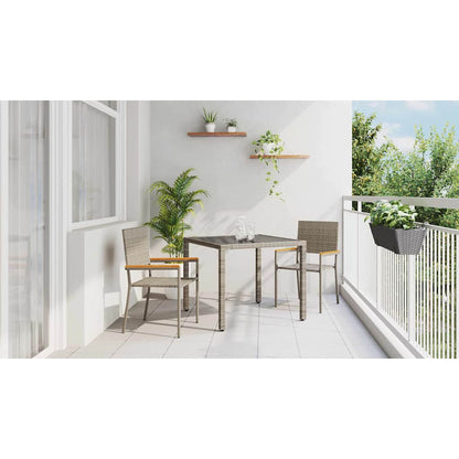 Garden Dining Set 3 pcs Grey Poly Rattan