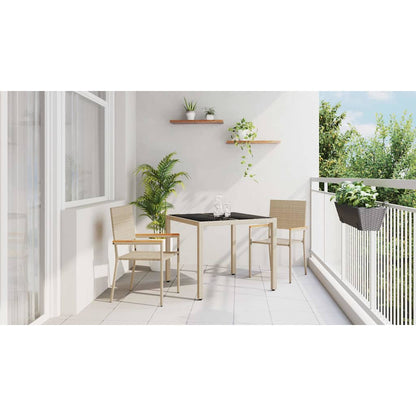 Garden Dining Set 3 pcs Beige Poly Rattan
