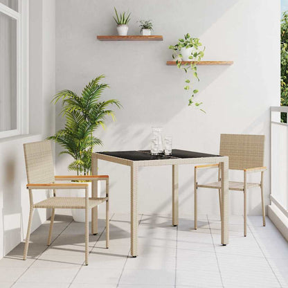 Garden Dining Set 3 pcs Beige Poly Rattan