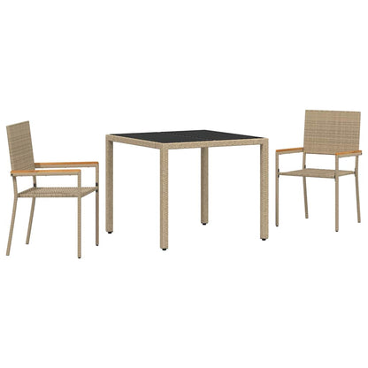 Garden Dining Set 3 pcs Beige Poly Rattan