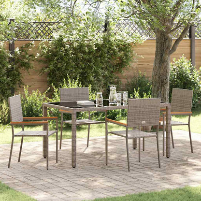 Garden Dining Set 5 pcs Grey Poly Rattan