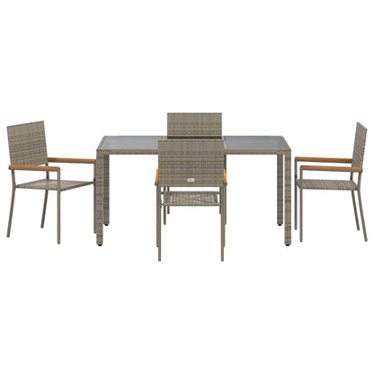Garden Dining Set 5 pcs Grey Poly Rattan