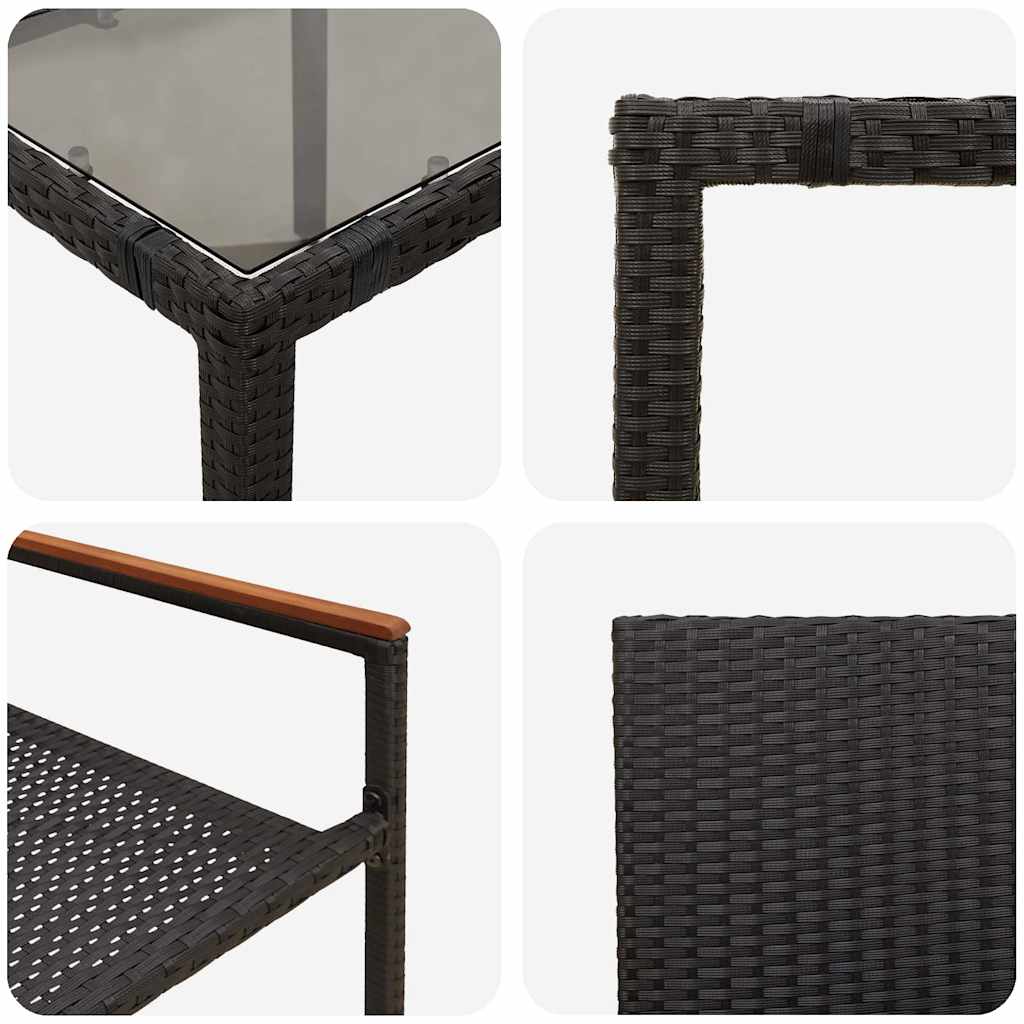 Garden Dining Set 7 pcs Black Poly Rattan