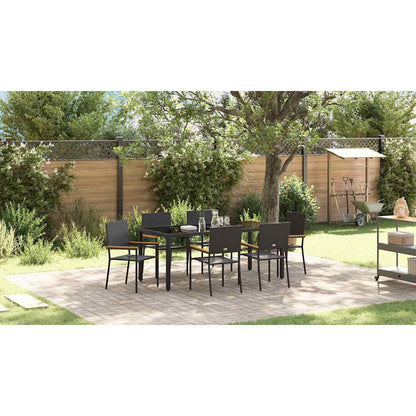 Garden Dining Set 7 pcs Black Poly Rattan