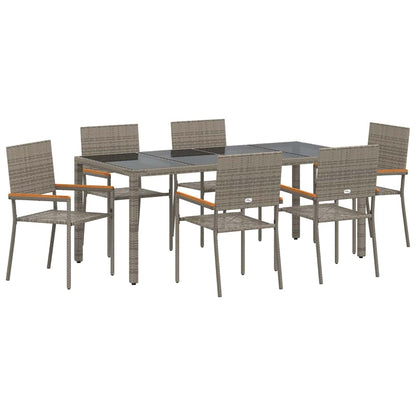 Garden Dining Set 7 pcs Grey Poly Rattan